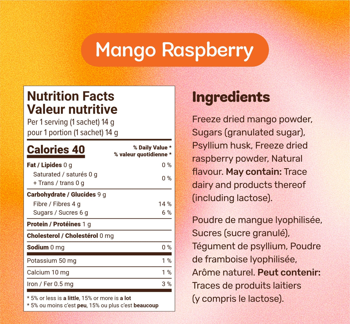Mango Raspberry nutrition facts and ingredients