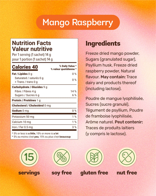 High Fibre Instant Smoothie Mango Raspberry Flavour