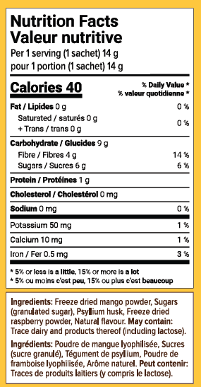 High Fibre Instant Smoothie Mango Raspberry Flavour