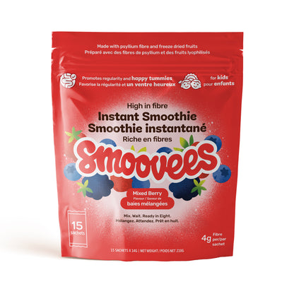 Smoovees Mixed Berry high-fibre drink mix, bag of 15 sachets